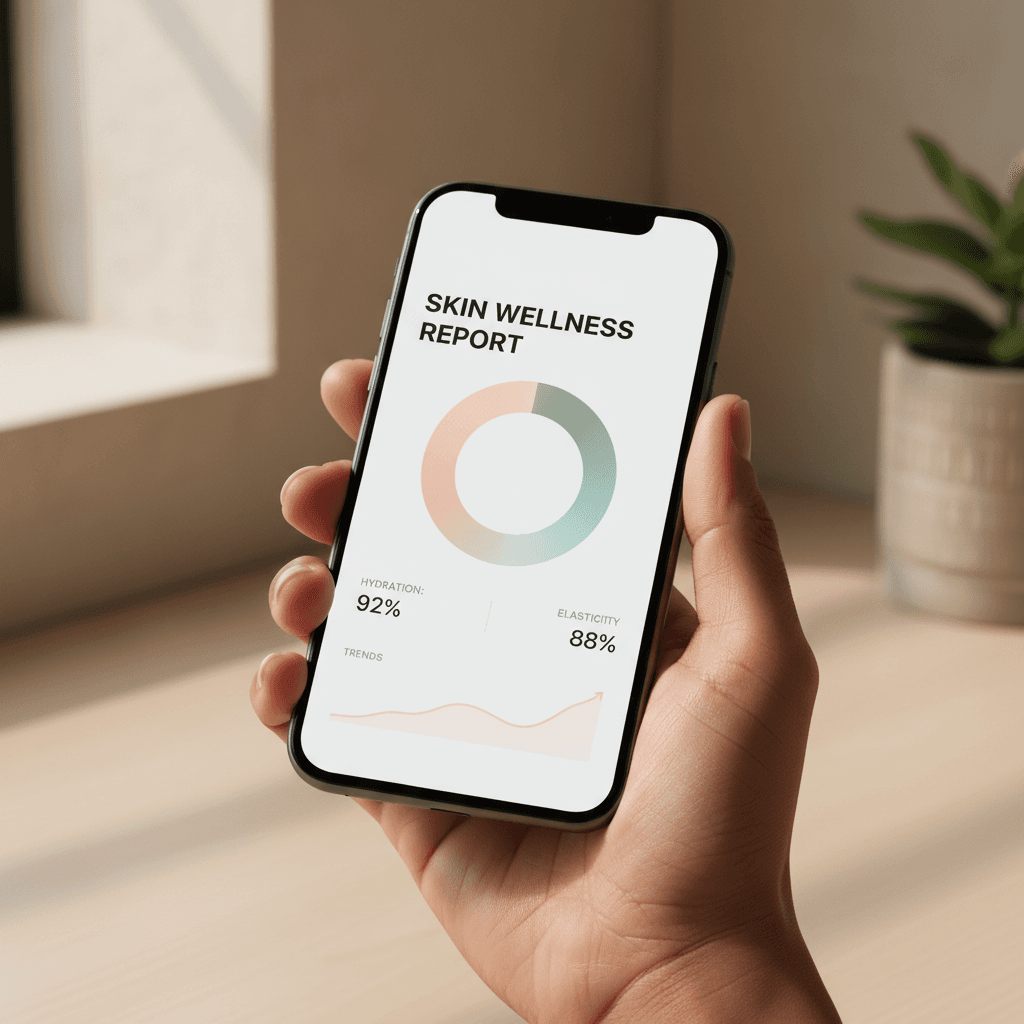 Balanx AI App displaying biometric skin analysis on smartphone screen